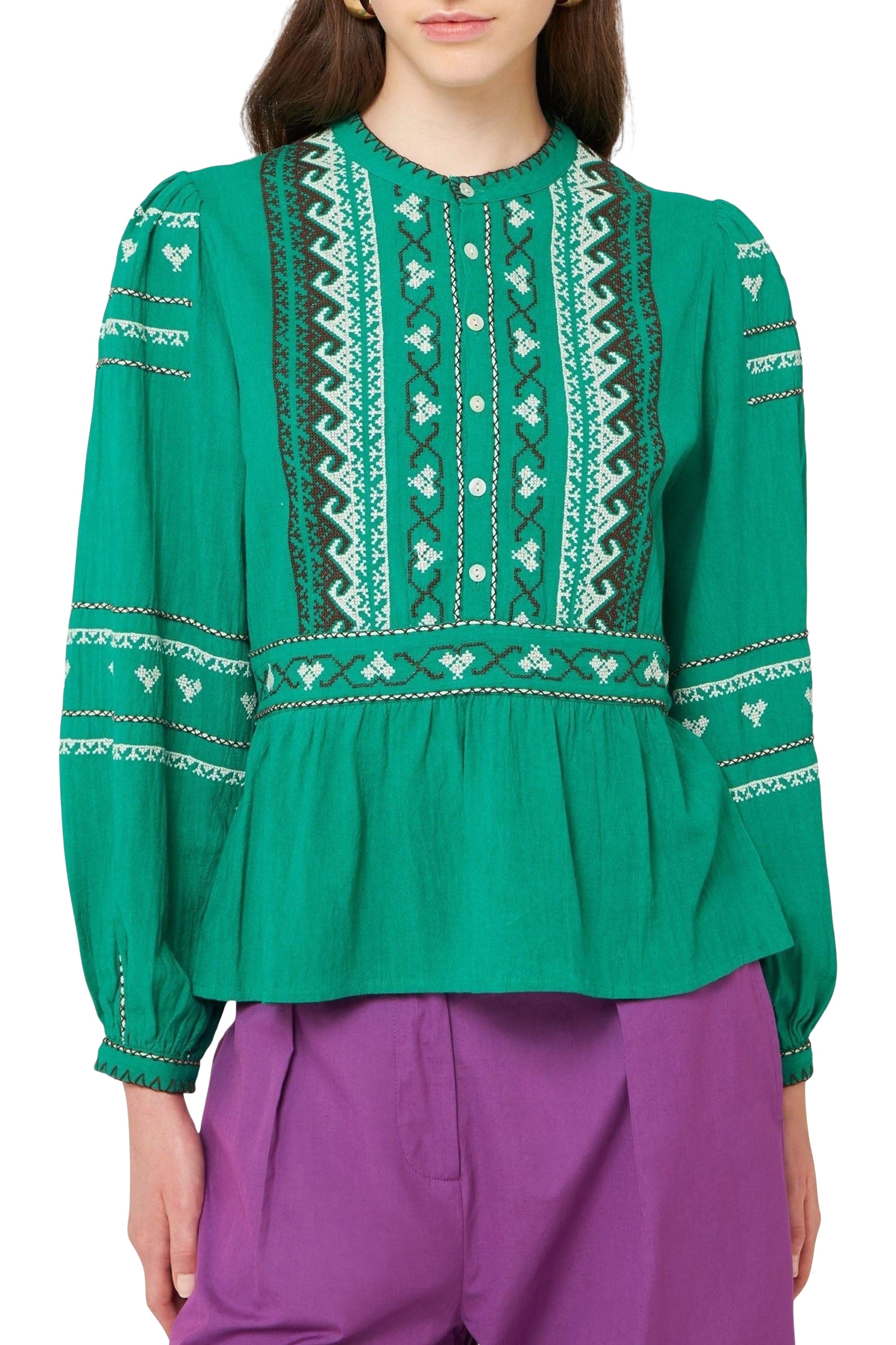 Blouse brodée Lima - Green