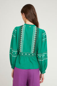Blouse brodée Lima - Green