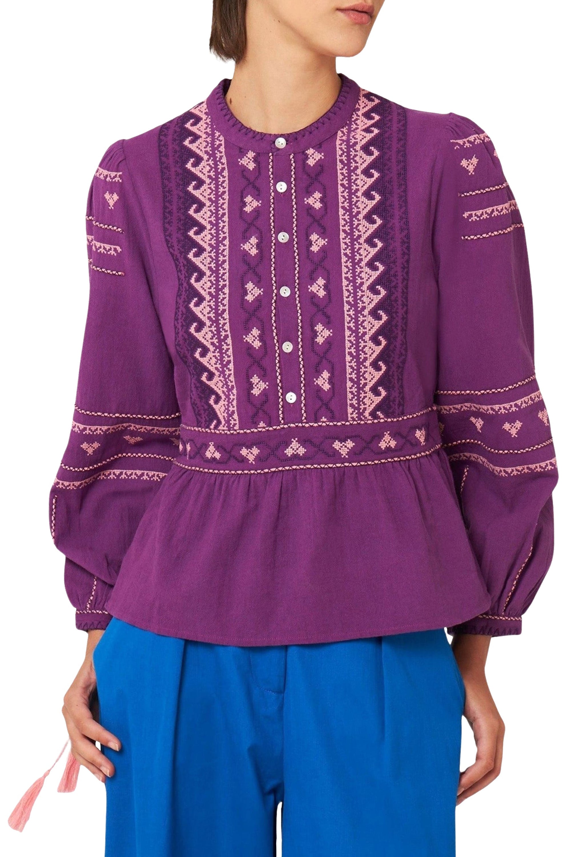 Blouse brodée Lima - Purple