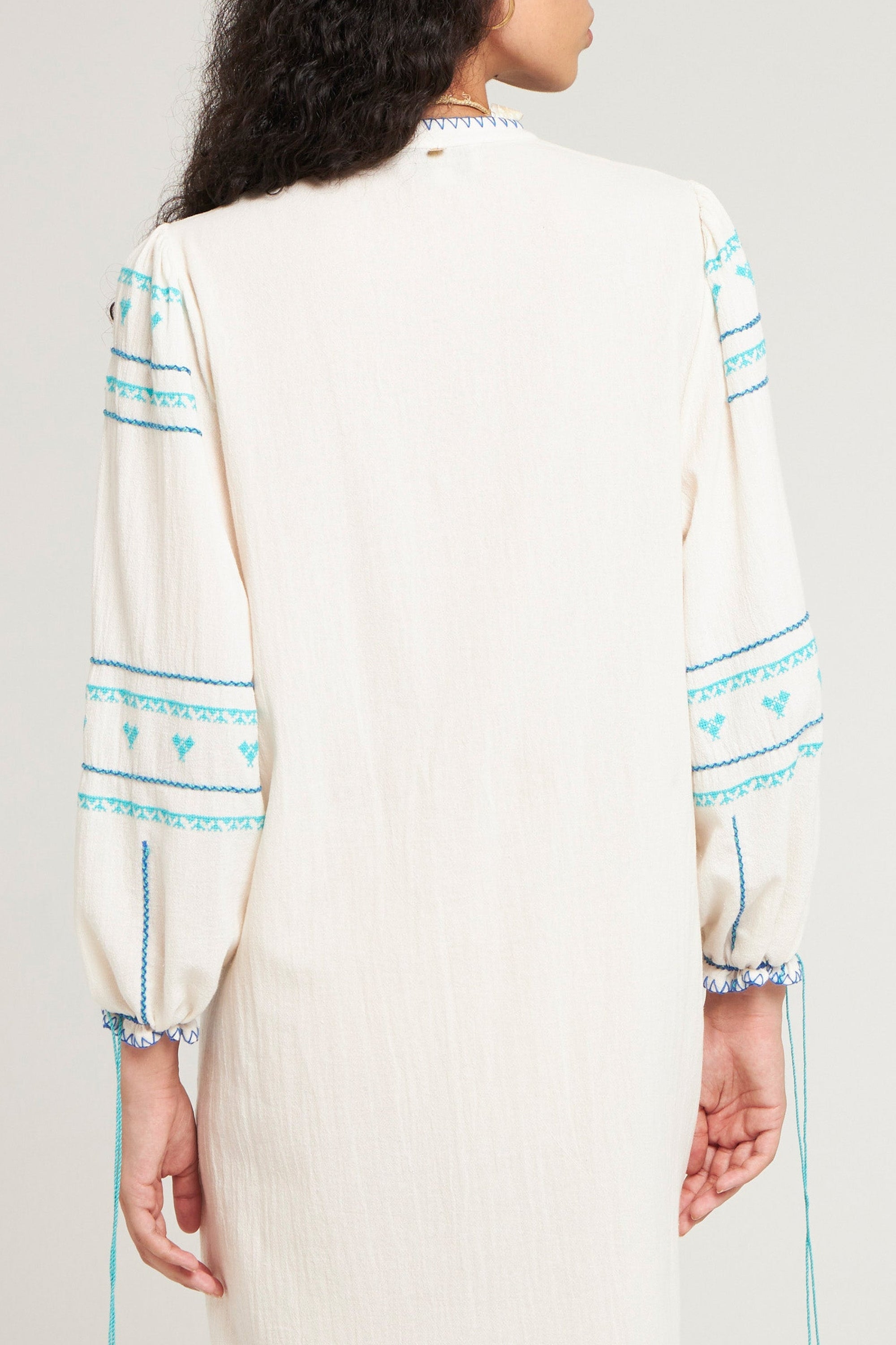 Robe brodée Lima - Cream