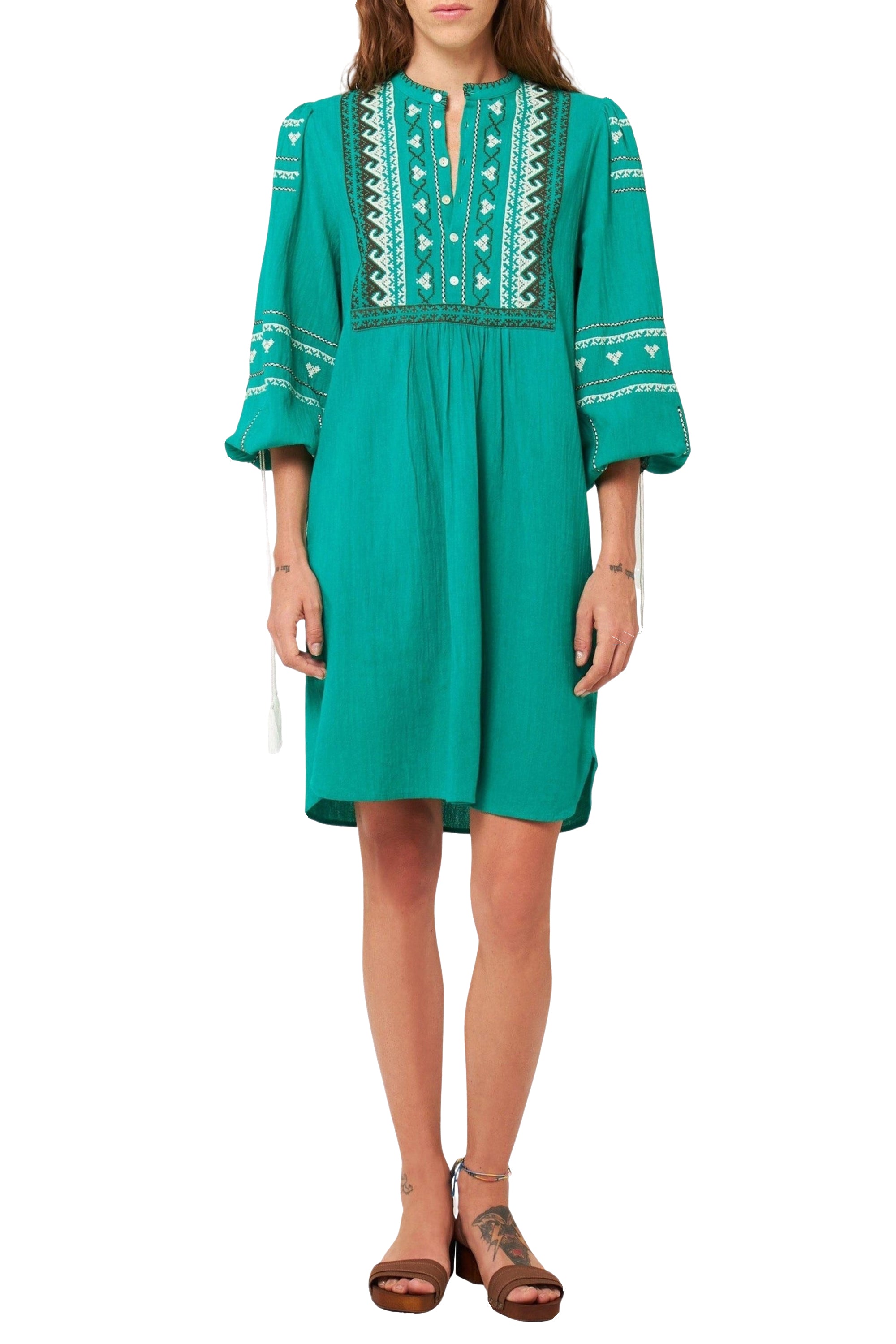 Robe brodée Lima - Green
