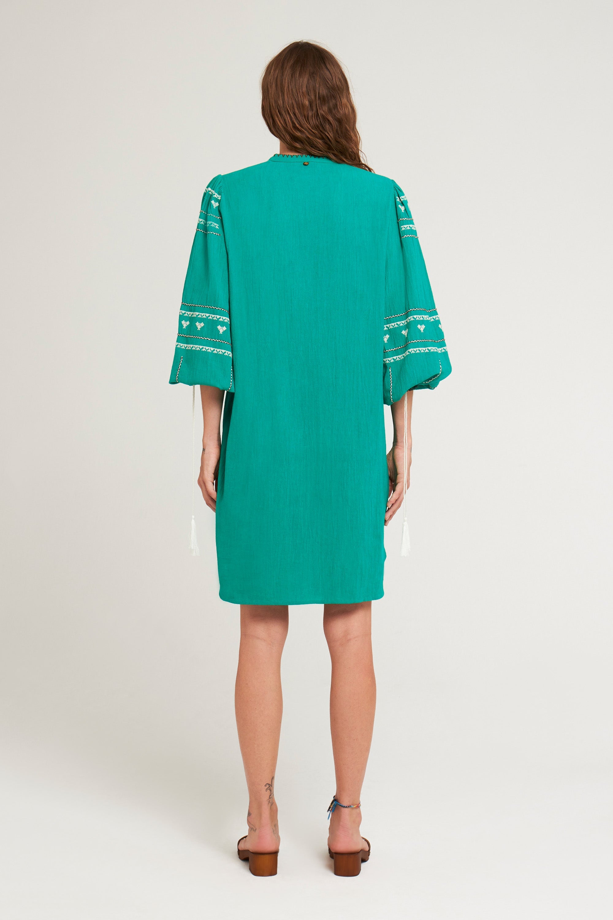 Robe brodée Lima - Green
