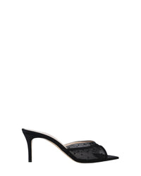 Mules Lisa Glitz 75 en satin - Black Mesh