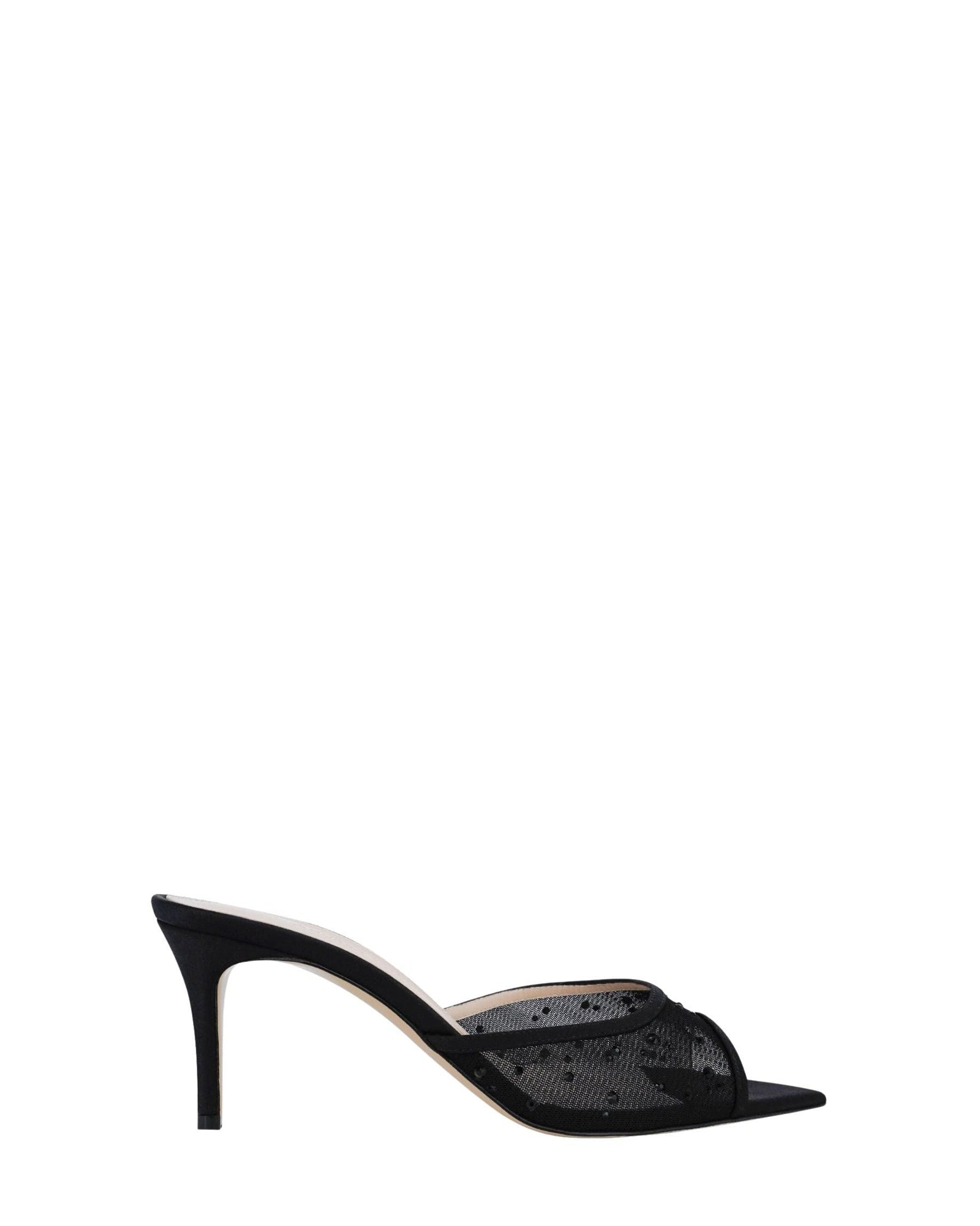 Mules Lisa Glitz 75 en satin - Black Mesh