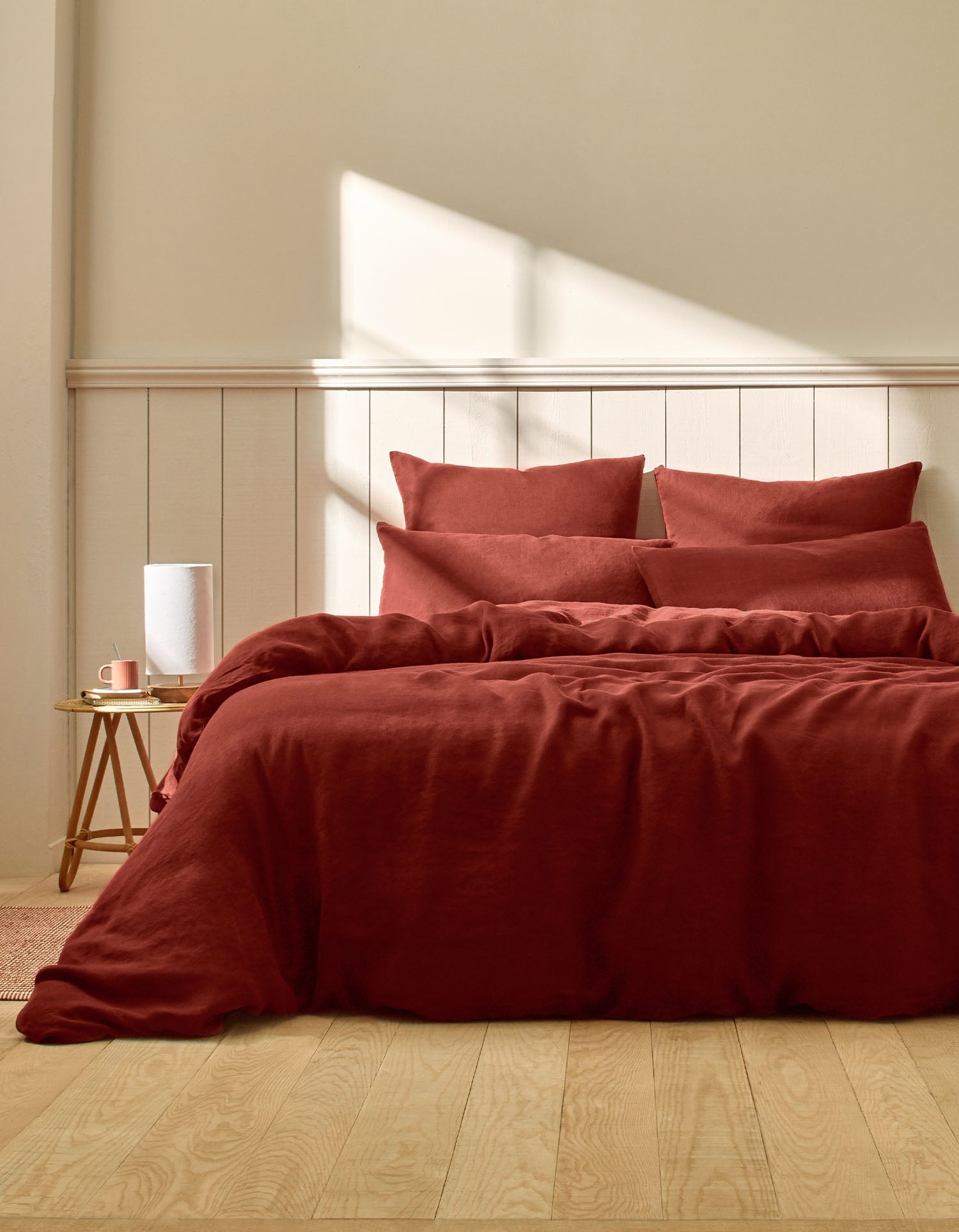 Housse de couette en lin lavé - Brique