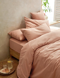 135€ 0QTY _ Housse de couette en percale de coton lavée - Pêche