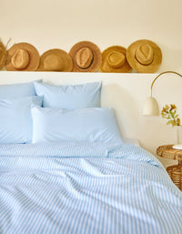 Fitted sheet in cotton percale - Blue