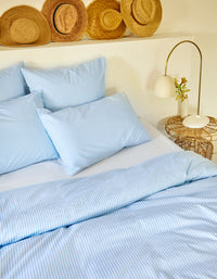 Drap housse en satin de coton - Bleu