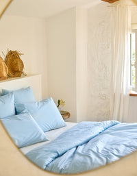 Housse de couette en satin de coton - Bleu