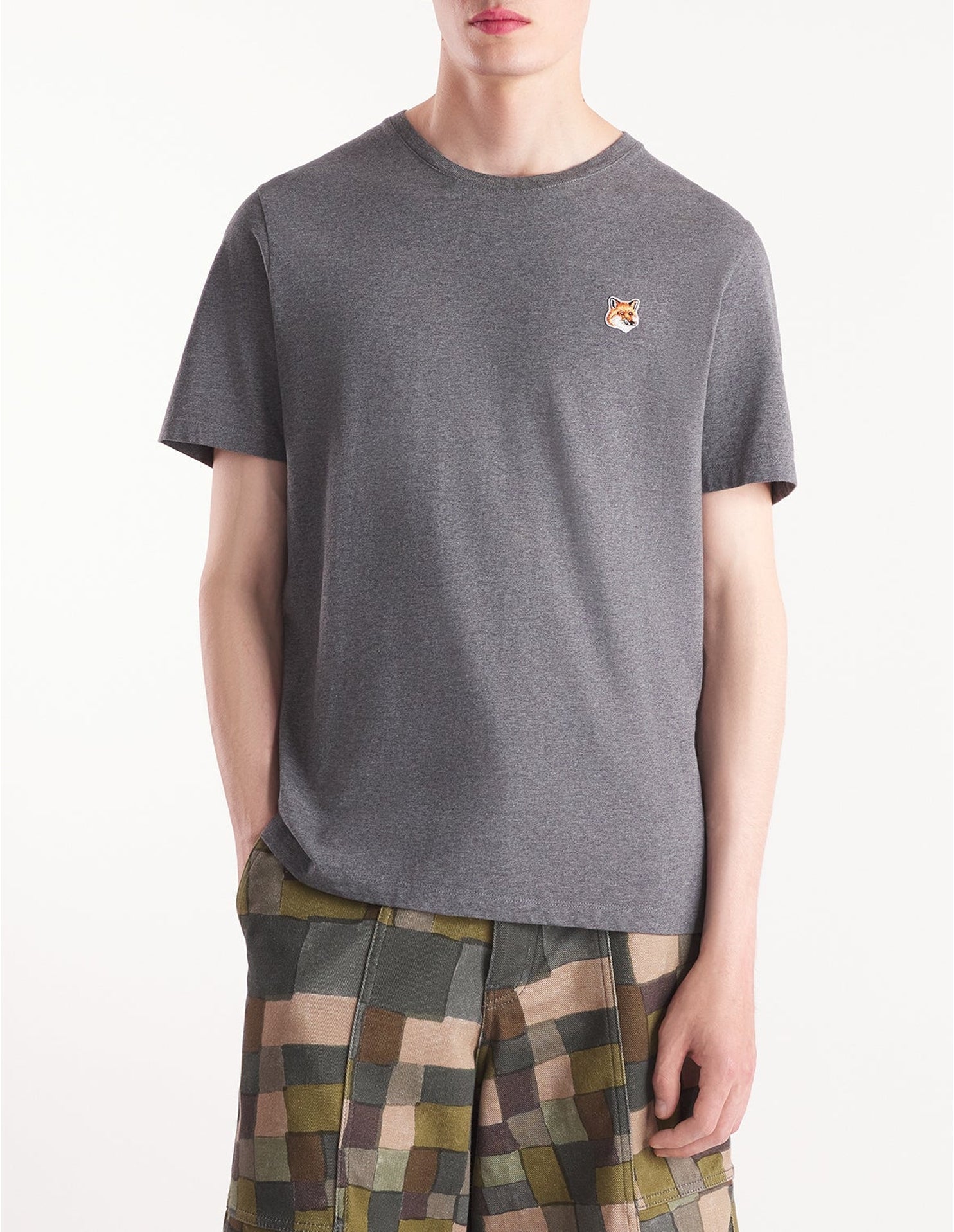 T-shirt with badge - Dark Grey Melange