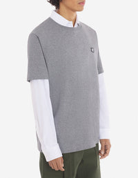 Oversized Bold Fox Head T-shirt with crest - Medium Grey Melange