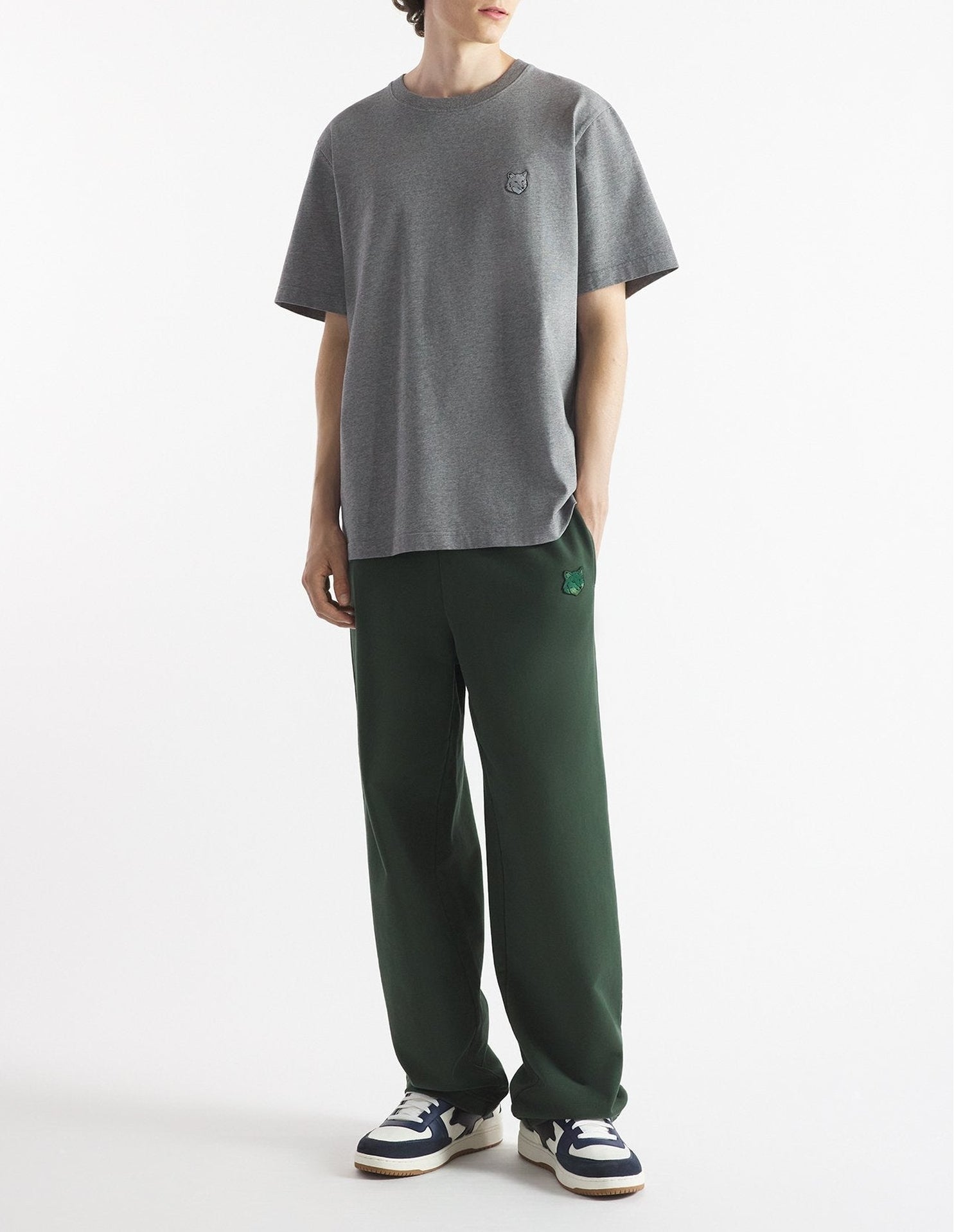 T-shirt oversize Bold Fox Head Fox avec écusson - Dark Grey Melange