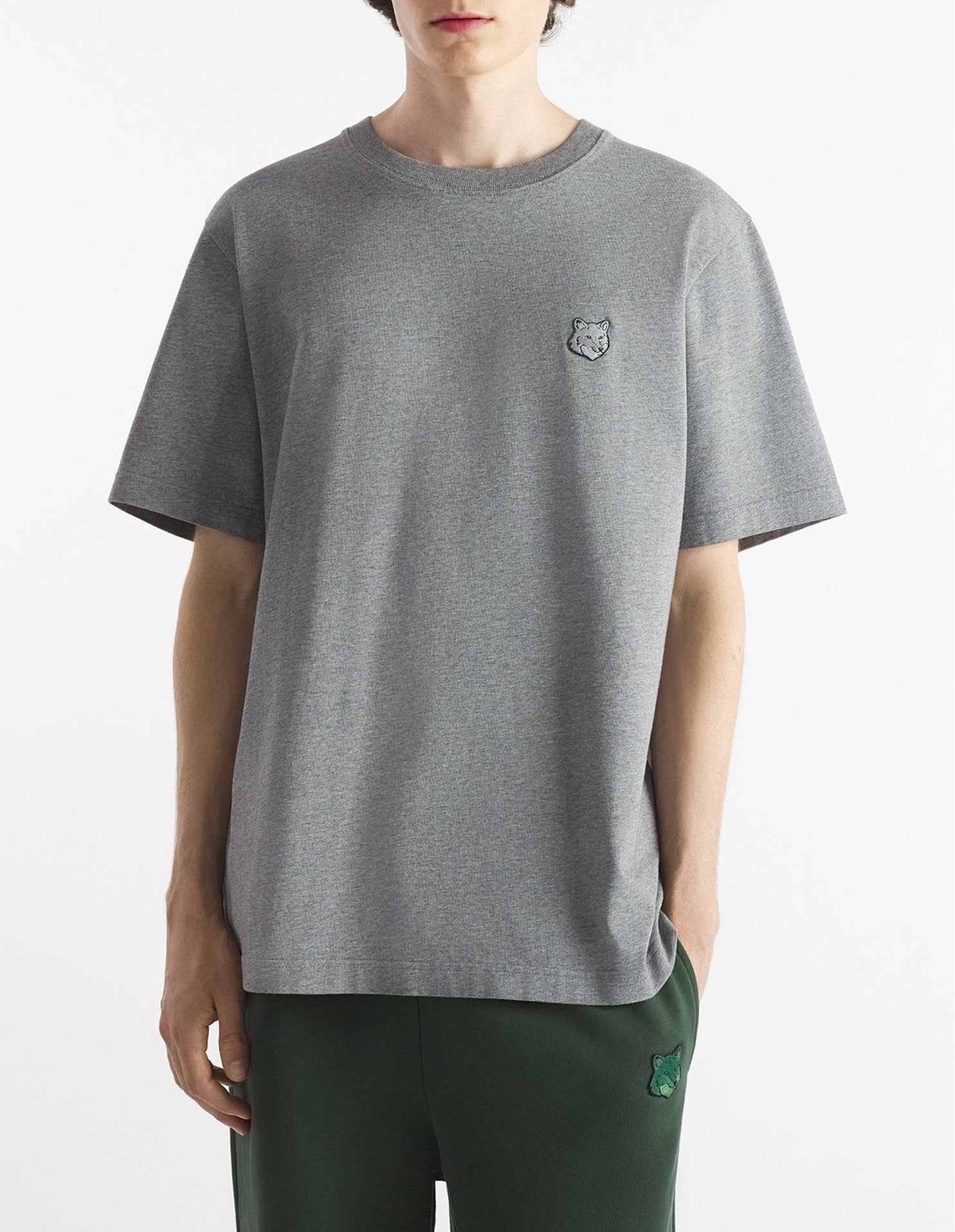 T-shirt oversize Bold Fox Head Fox avec écusson - Dark Grey Melange