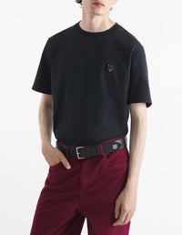 Bold Fox Head T-shirt with patch - Black