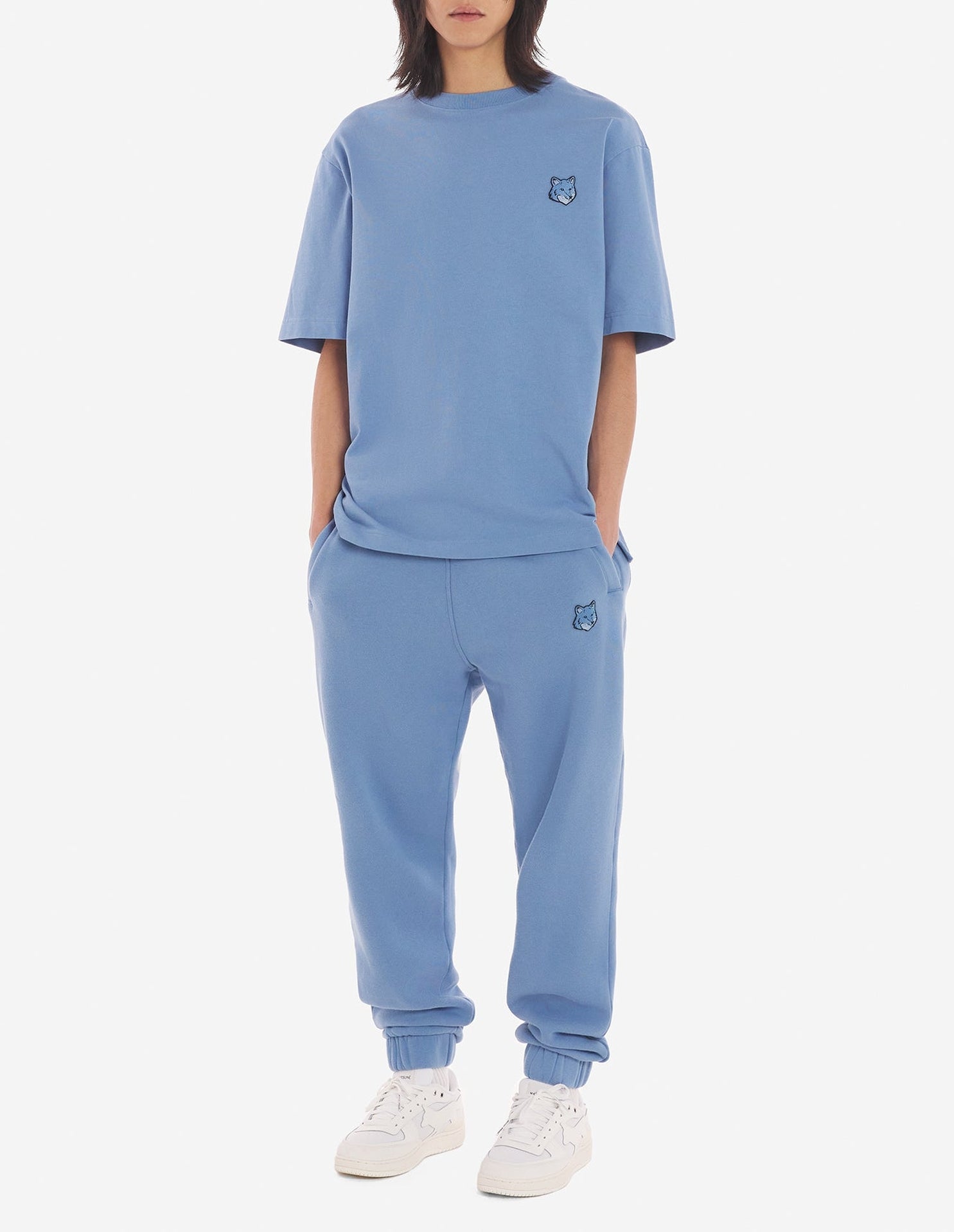 Oversized Bold Fox Head Fox T-shirt with crest - Hampton Blue