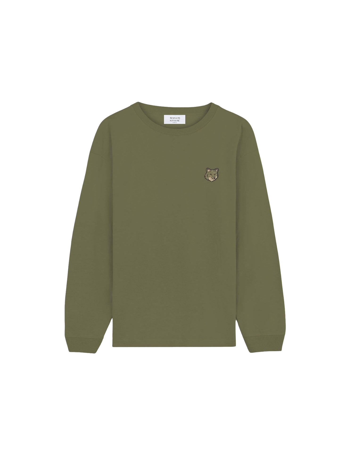Bold Fox Head long sleeve t-shirt with crest - Military Green