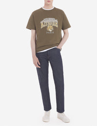 Printed round-neck T-shirt - Khaki