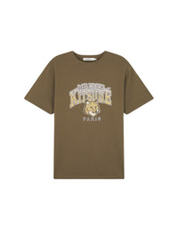 Printed round-neck T-shirt - Khaki