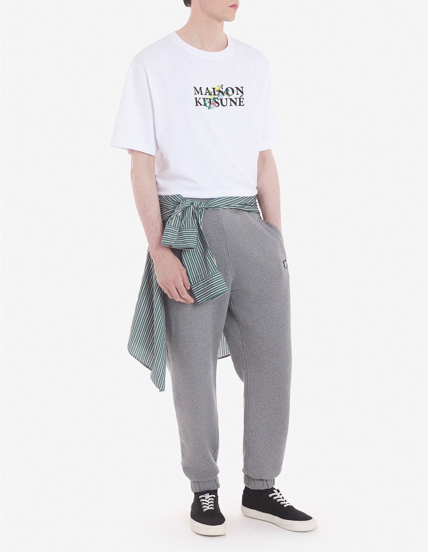 Round-neck T-shirt with floral print - White