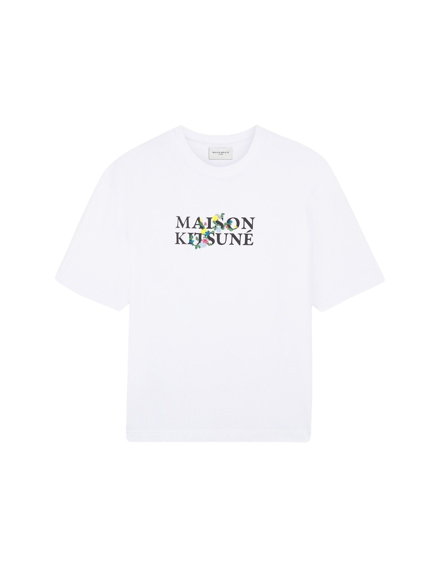 Round-neck T-shirt with floral print - White