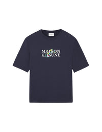 Round-neck T-shirt with floral print - Navy