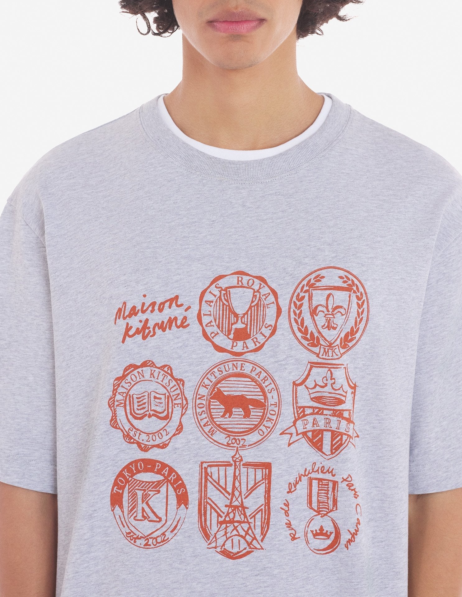 Printed front T-shirt - Light Grey Melange