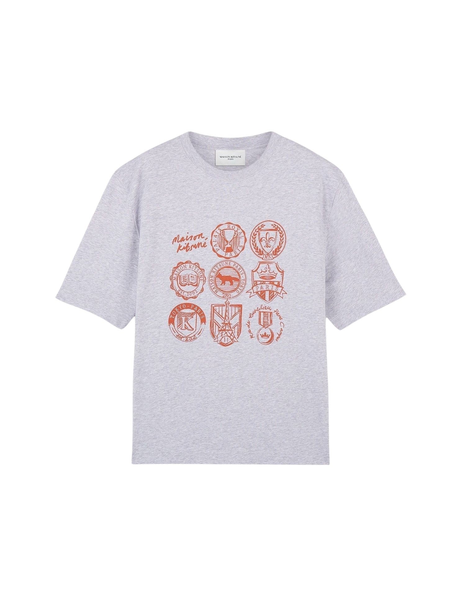 Printed front T-shirt - Light Grey Melange