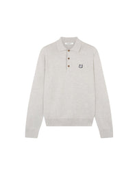 Pull polo à Fox en laine - Light Grey Melange