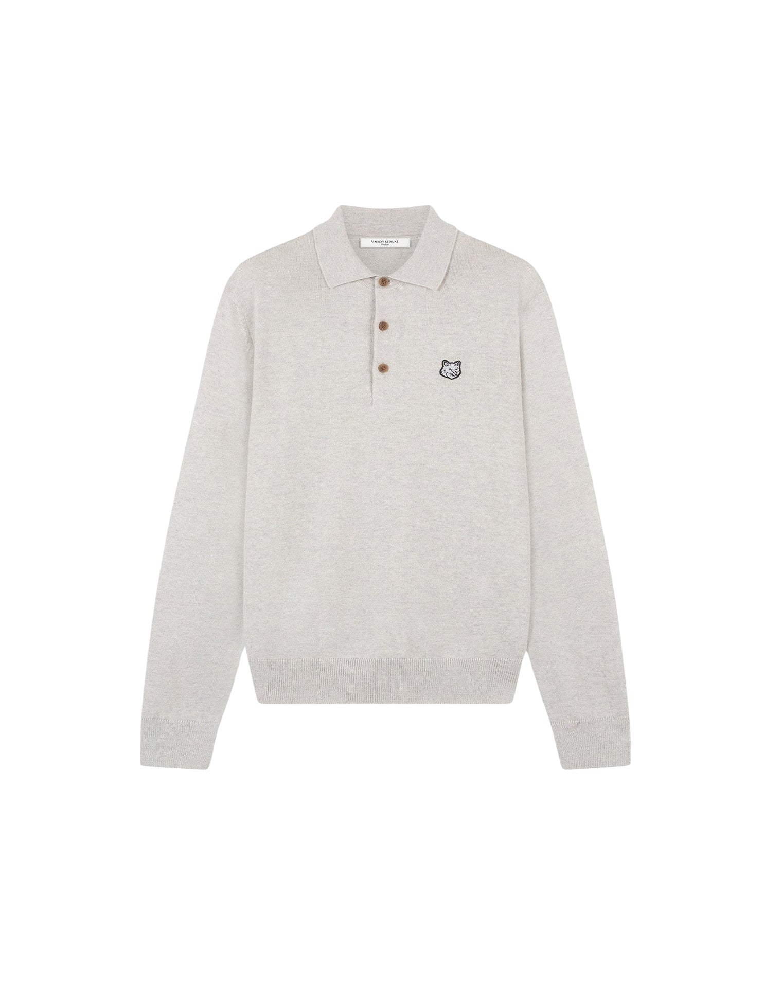 Pull polo à Fox en laine - Light Grey Melange