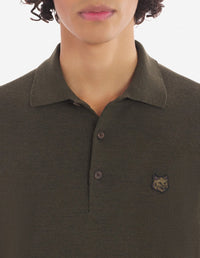 Pull polo à Fox en laine - Khaki
