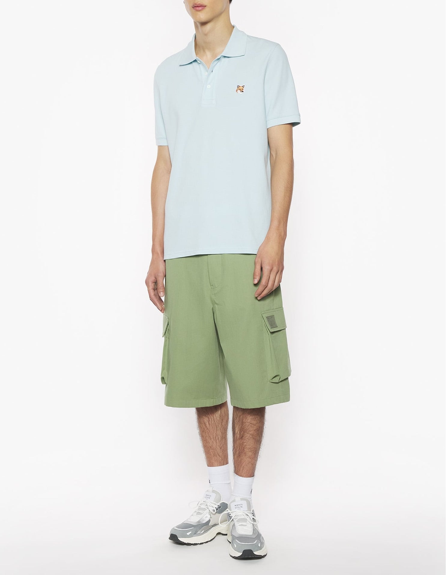 Polo shirt with embroidered Fox head crest - Cirrus Blue