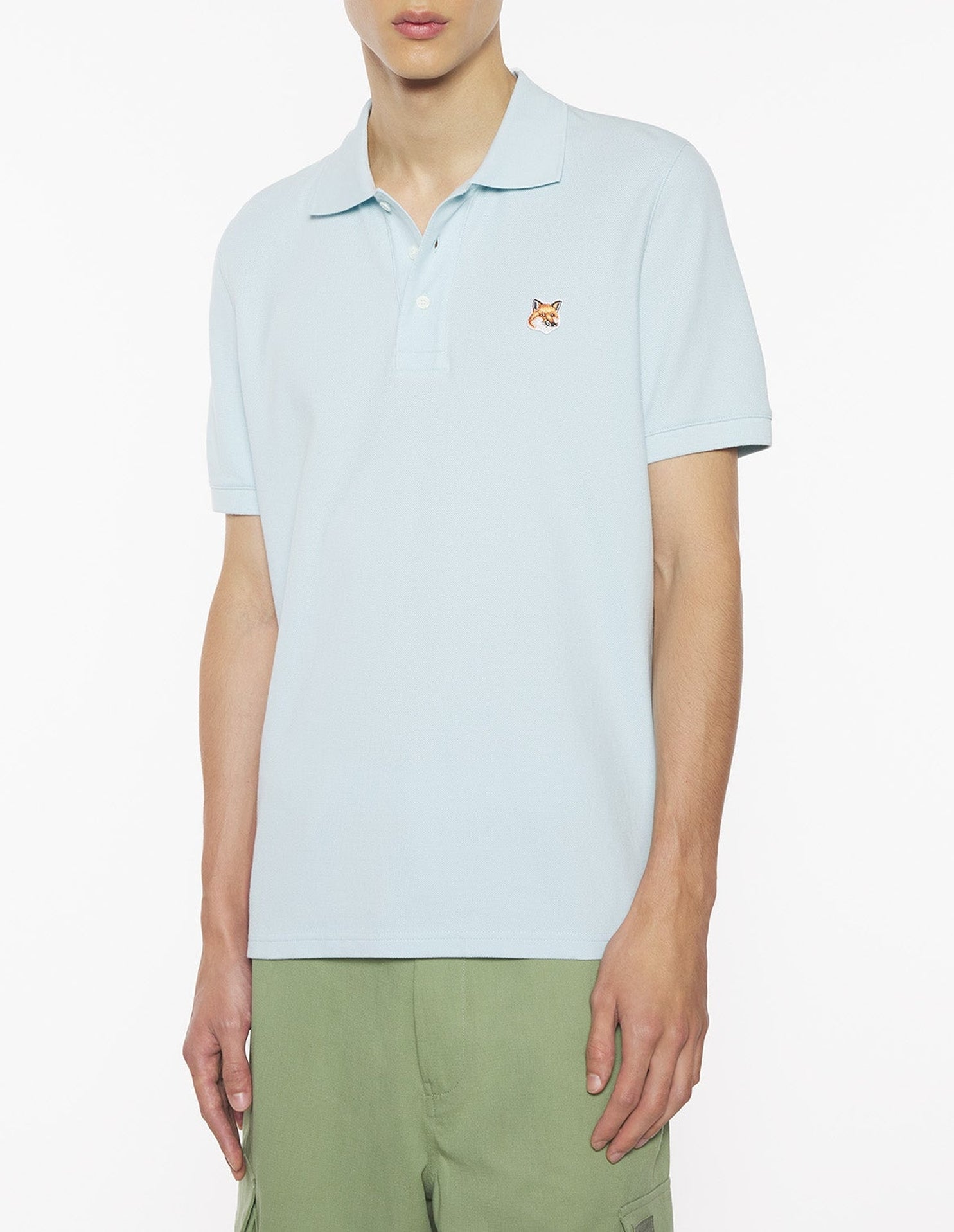 Polo shirt with embroidered Fox head crest - Cirrus Blue