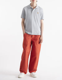 Polo shirt with embroidered Fox head patch - Light Grey Melange