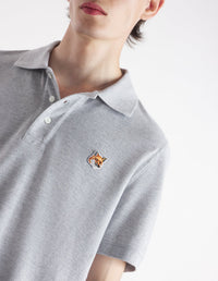 Polo shirt with embroidered Fox head patch - Light Grey Melange