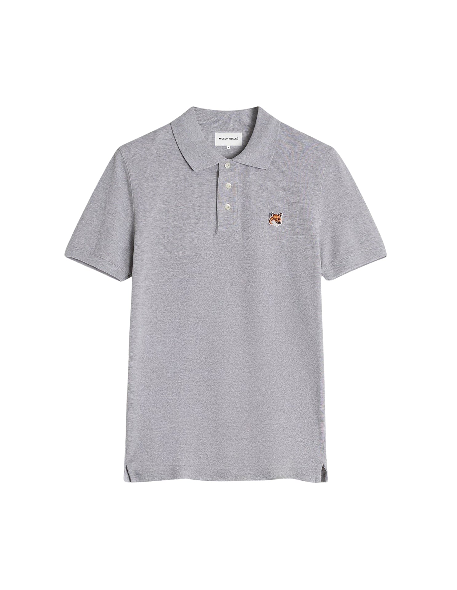 Polo shirt with embroidered Fox head patch - Light Grey Melange