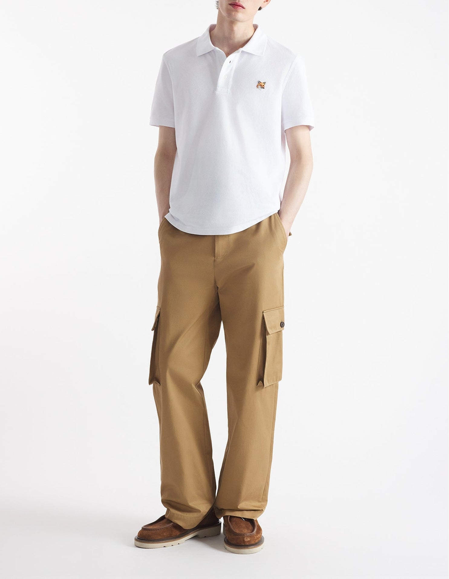 Polo à manches courtes avec écusson - White