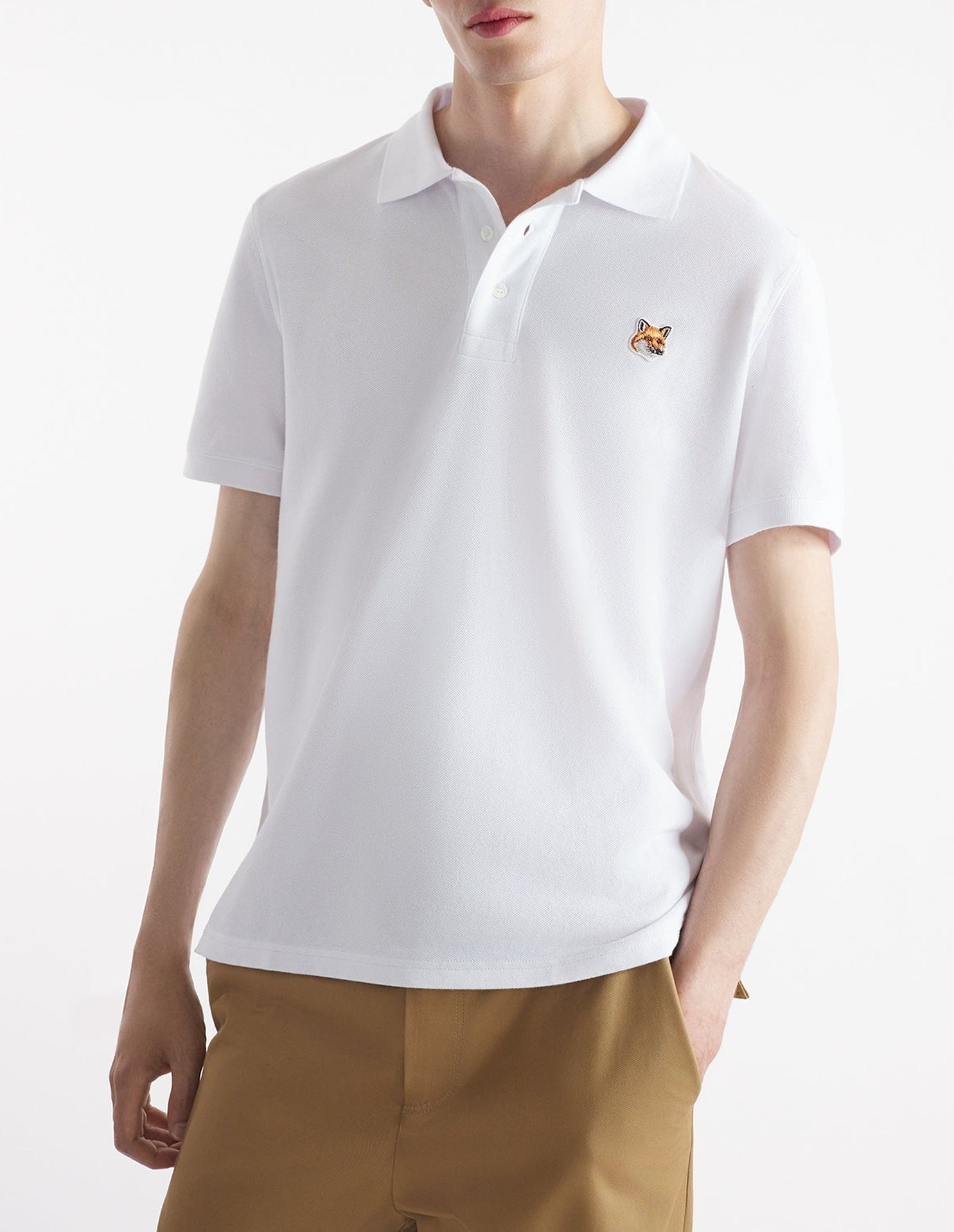 Polo à manches courtes avec écusson - White