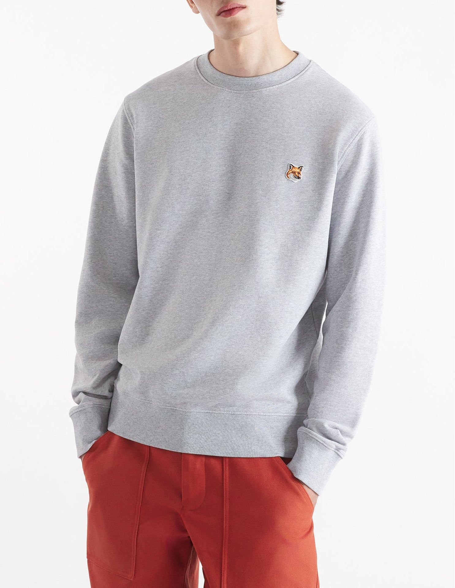 Sweatshirt à col rond avec écusson - Light Grey Melange