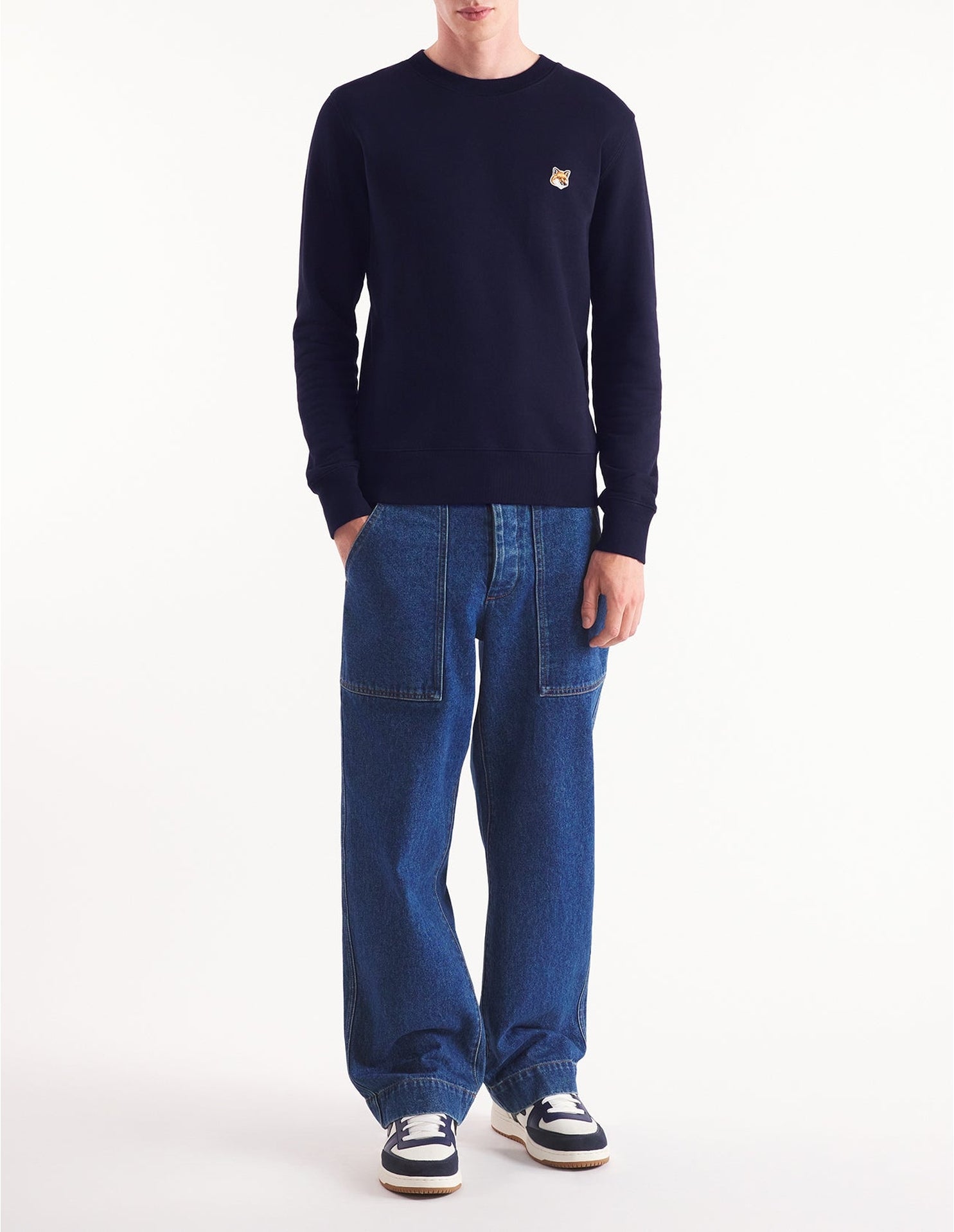 Sweatshirt à col rond avec écusson - Ink Blue