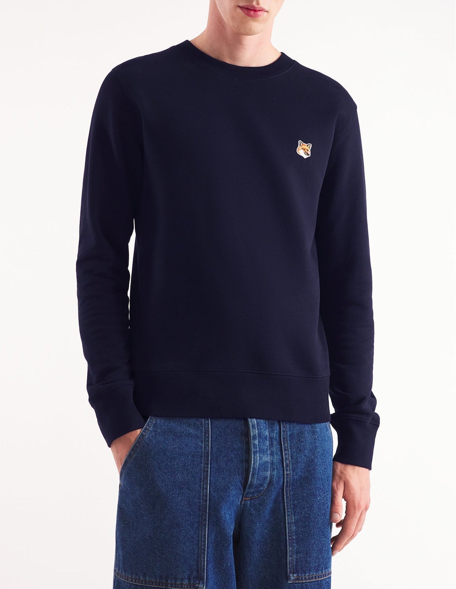 Sweatshirt à col rond avec écusson - Ink Blue