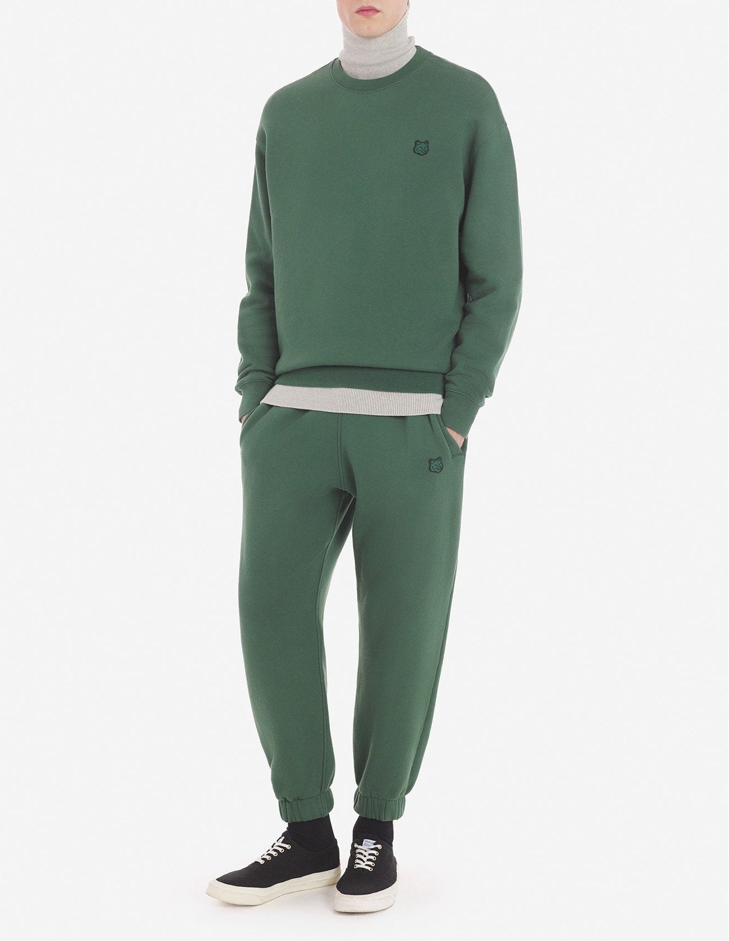 Round-neck sweatshirt with crest - Bottle Green