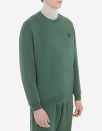 Round-neck sweatshirt with crest - Bottle Green