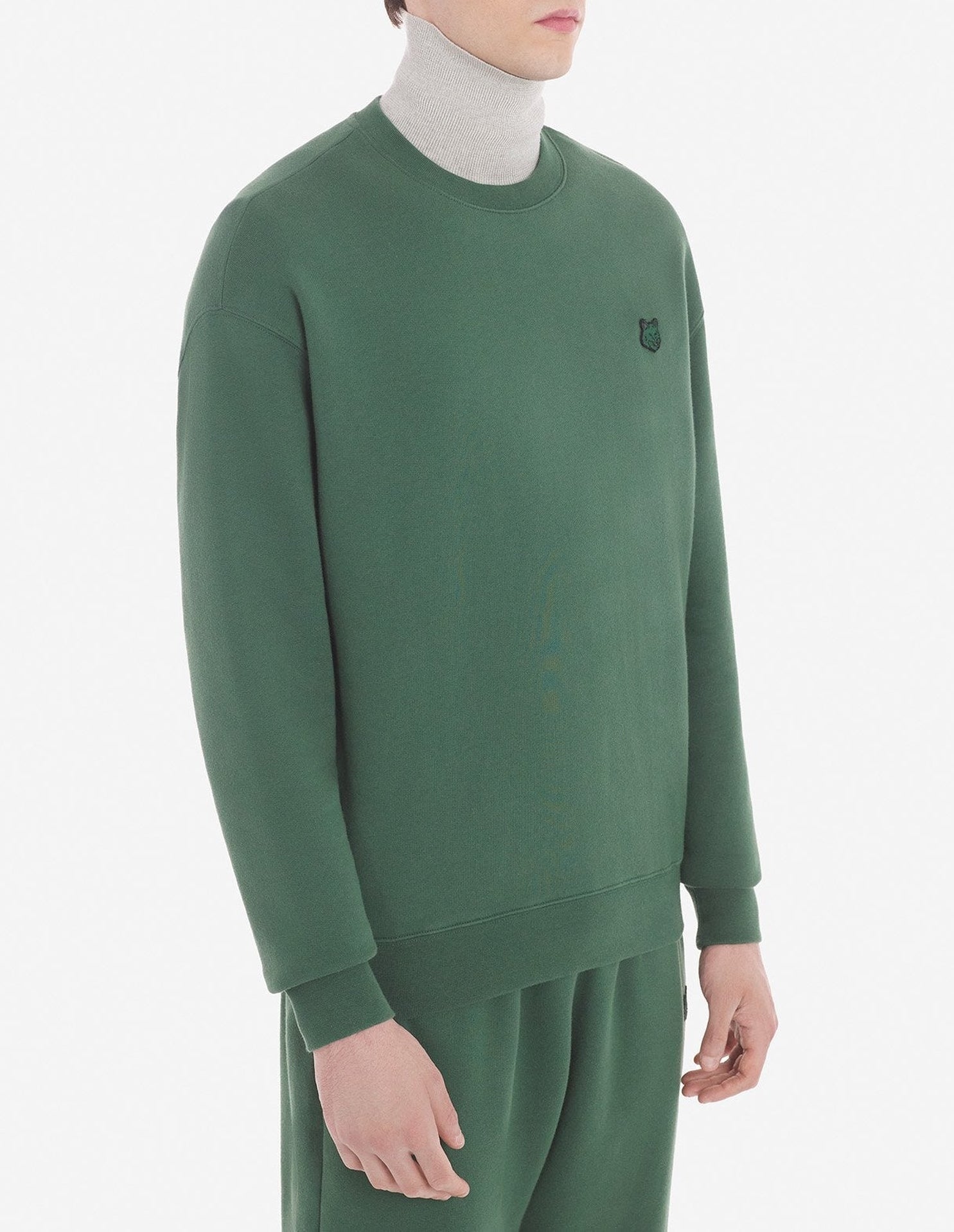 Round-neck sweatshirt with crest - Bottle Green