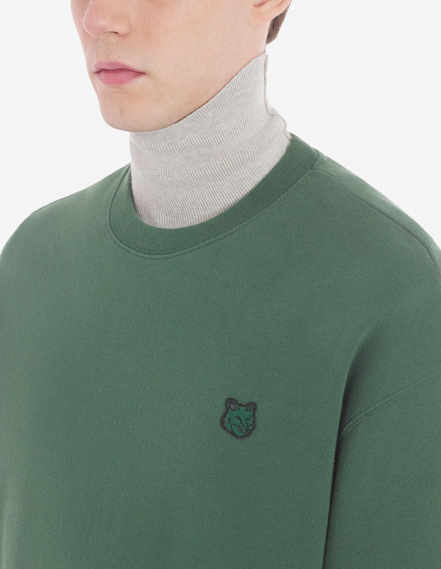 Round-neck sweatshirt with crest - Bottle Green