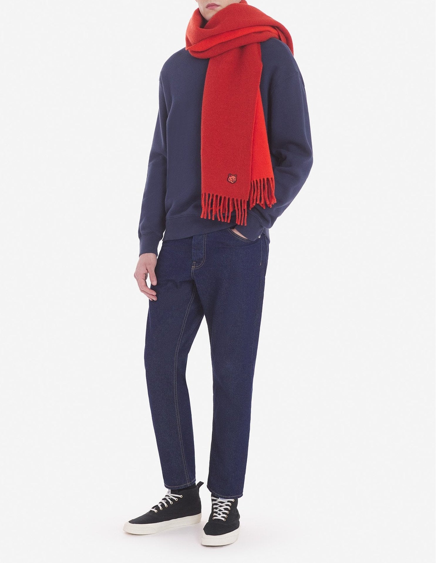 Round-neck sweatshirt with crest - Ink Blue