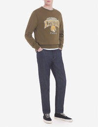 Sweatshirt à col rond avec inscription - Khaki