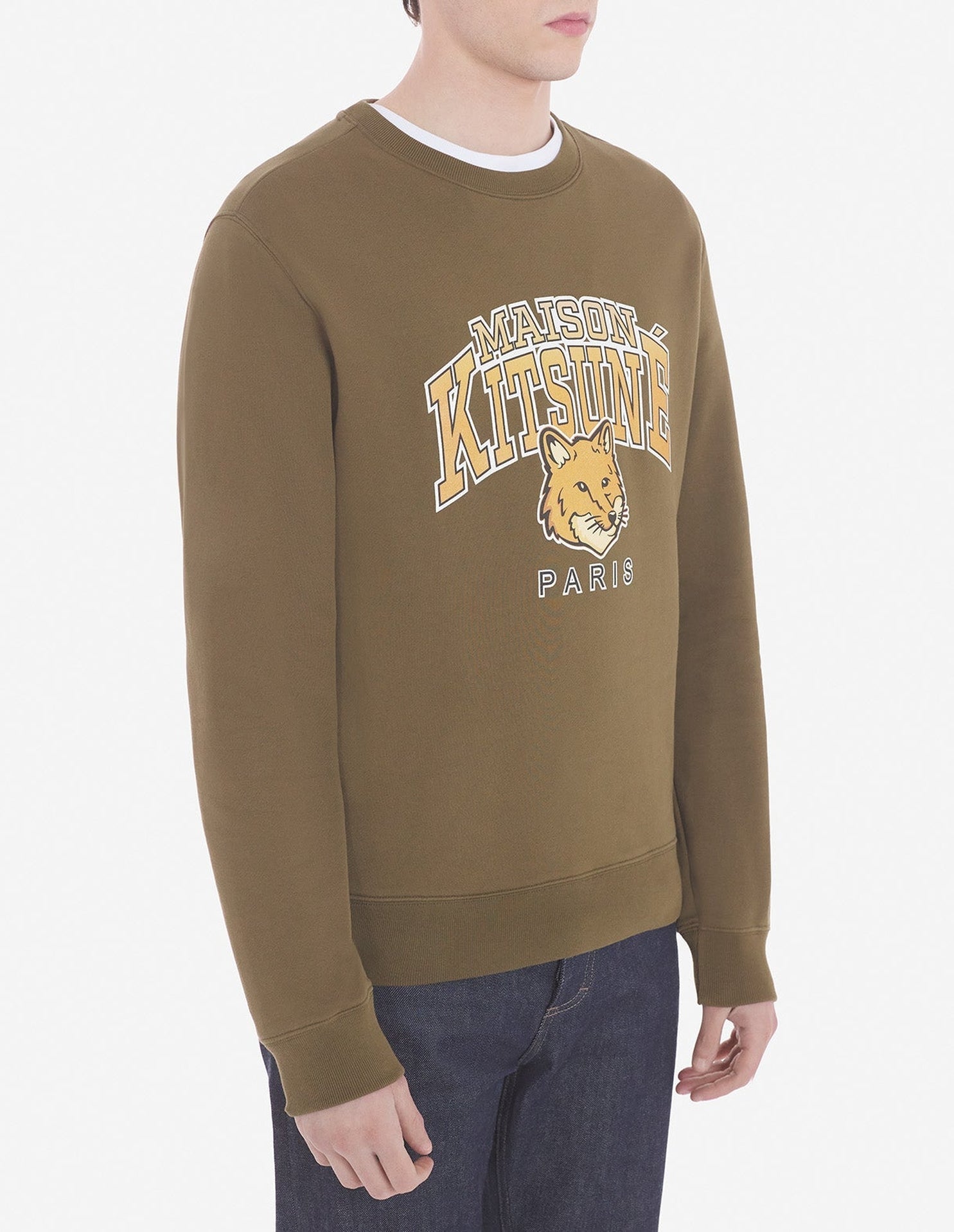 Sweatshirt à col rond avec inscription - Khaki