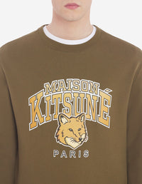 Sweatshirt à col rond avec inscription - Khaki