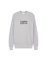 Sweatshirt col rond avec inscription ornée de fleurs - Light Grey Melange