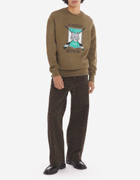 Printed long-sleeved sweatshirt - Khaki